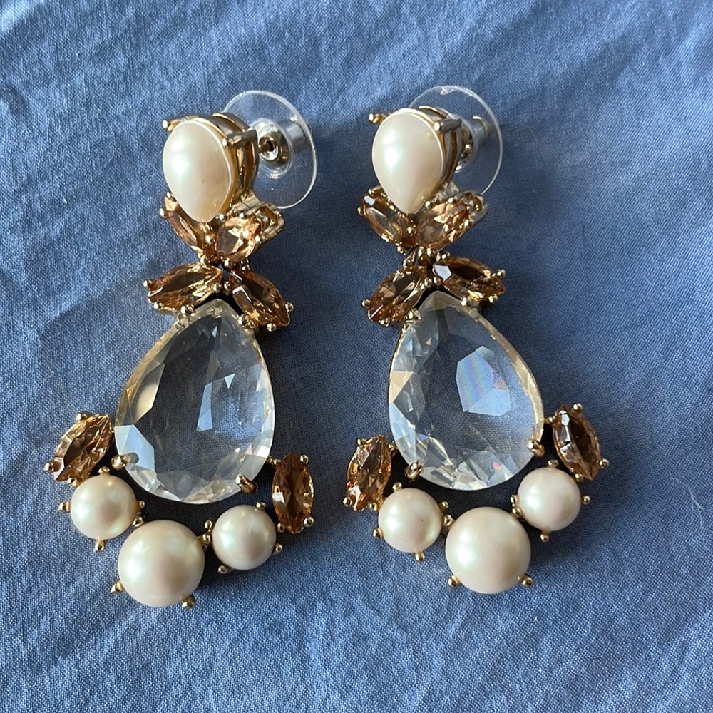 KATE SPADE PRINCESS PALACE GEMS DROP PEARL EARRINGS HUGE
